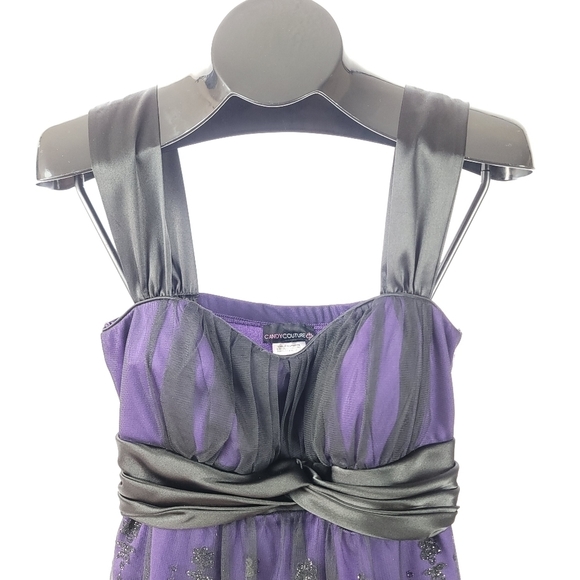 Candy Couture Baby Doll Lace  Dress Violet Black Overlay Size Medium - Picture 3 of 5